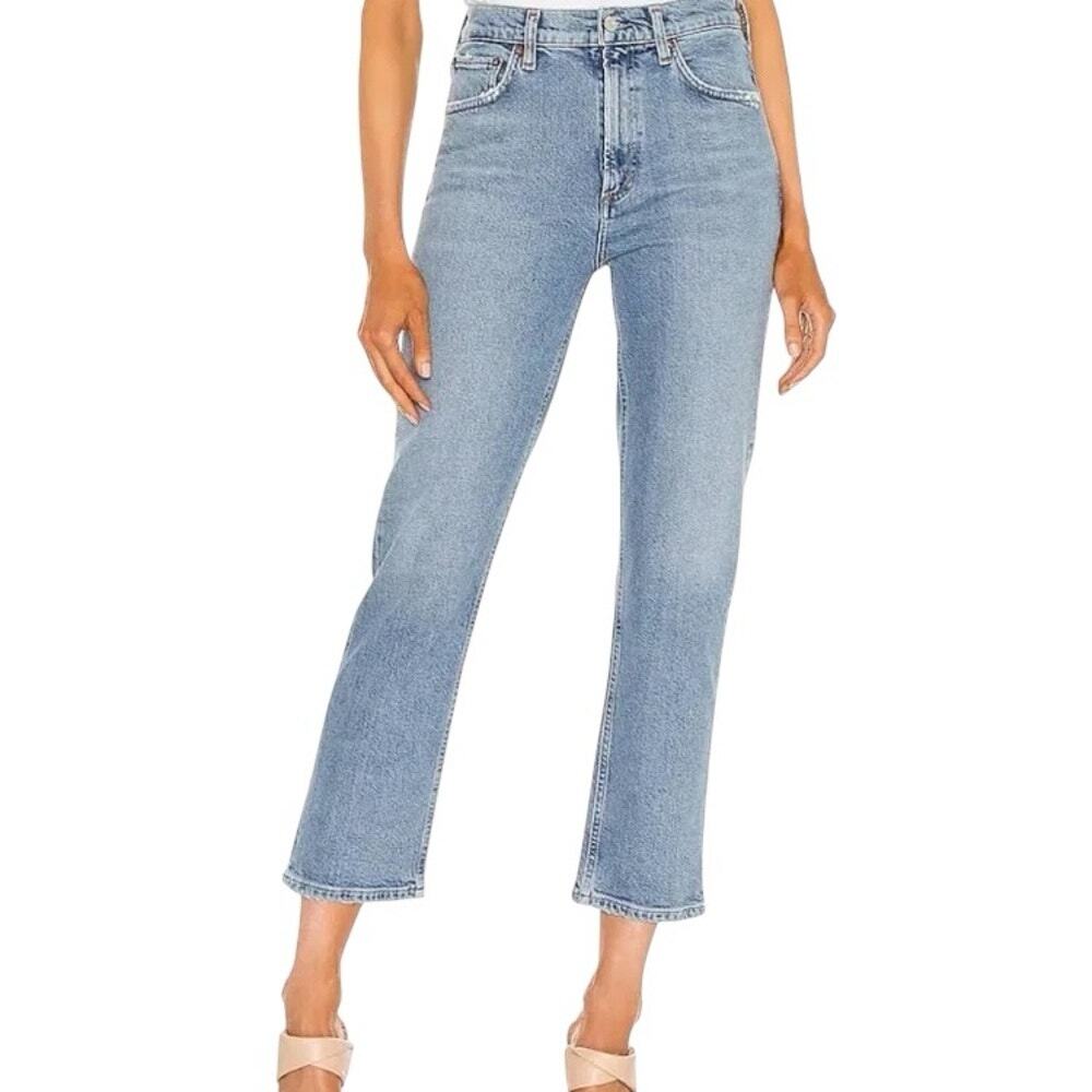 AGOLDE Wilder Mid Rise Comfort Straight Crop Jeans Medium Blue Size 27